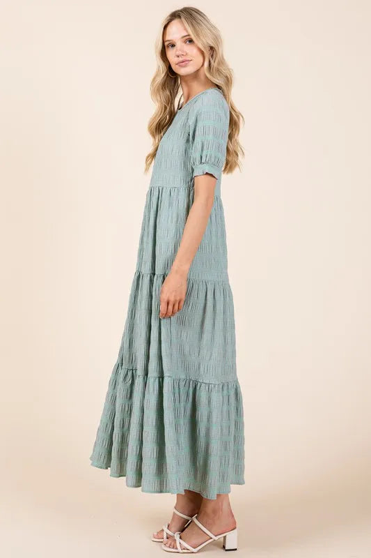 Fashion Sava | Textured Tiered Dress | Effortless Elegance