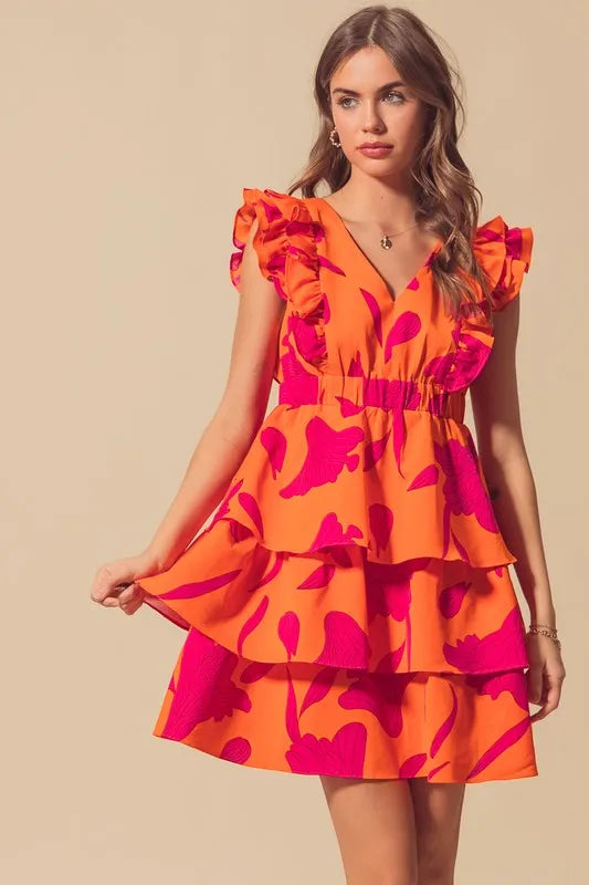 Fashion Sava | Floral V Neck Dress | Elasticized Waist Design