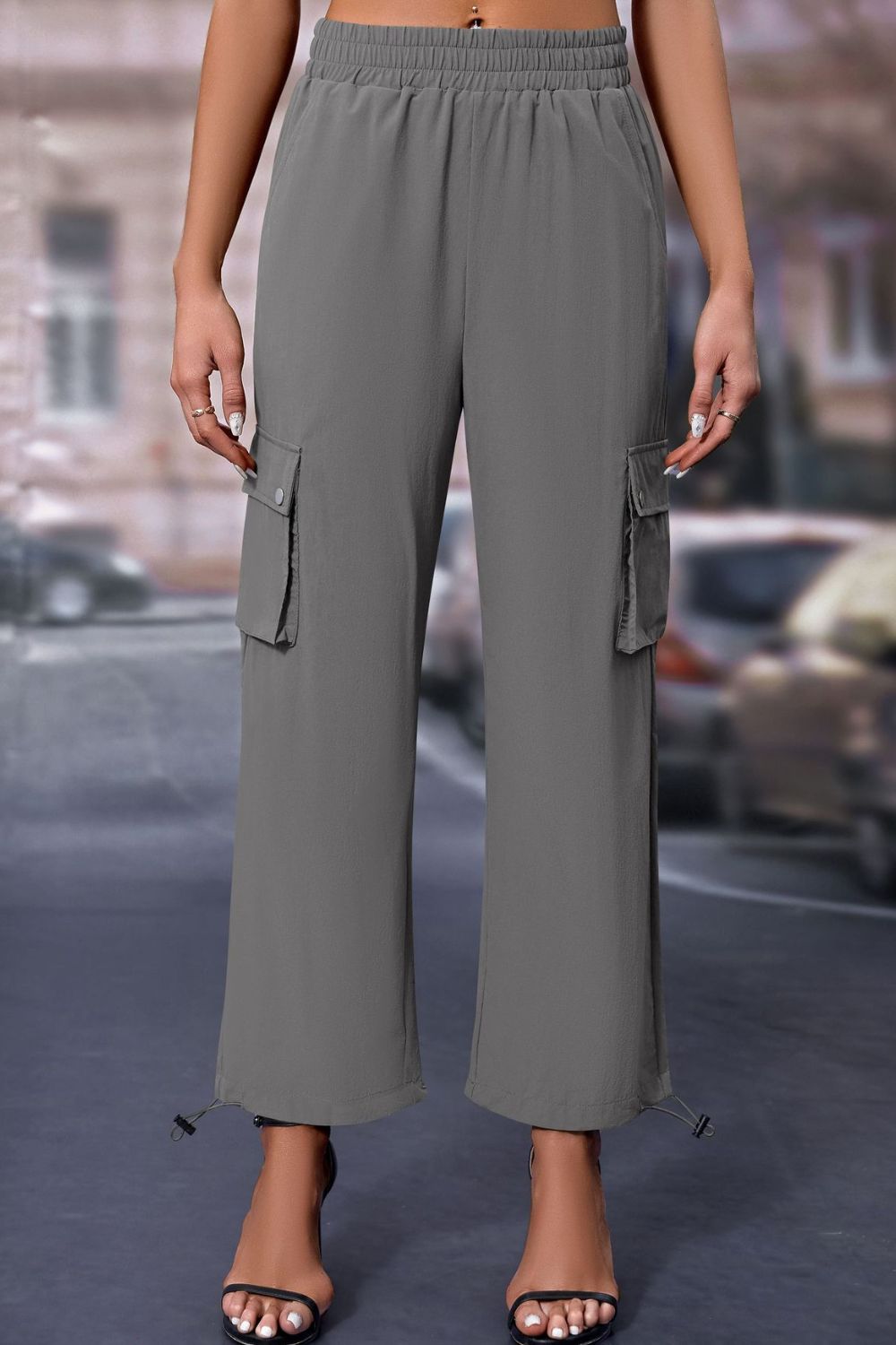 Mandy Elastic Waist Pants with Pockets