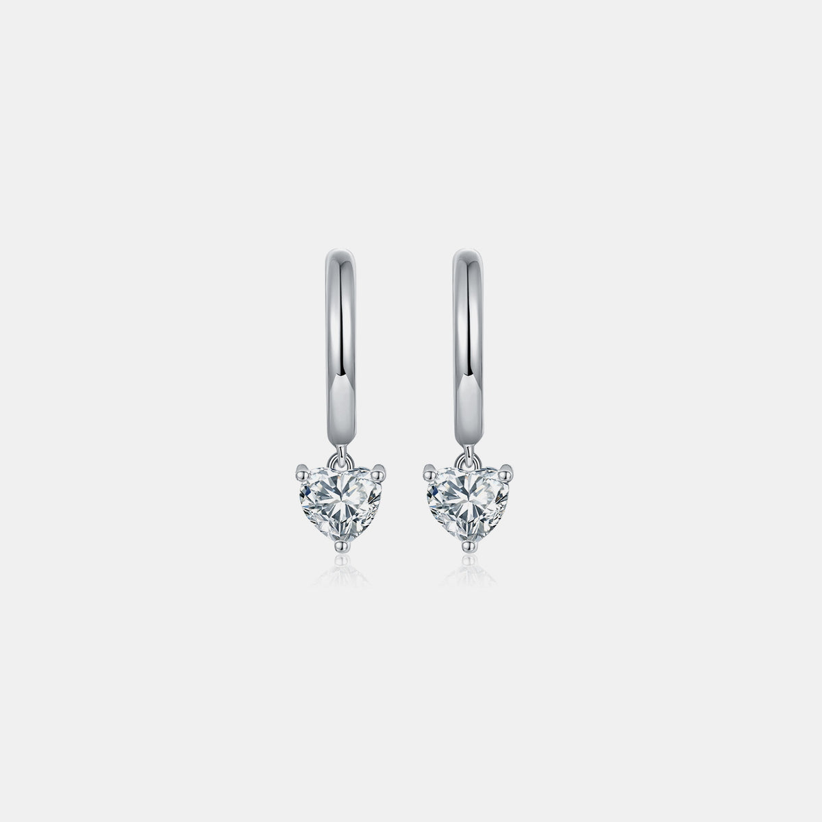 1 Carat Moissanite 925 Sterling Silver Heart Earrings