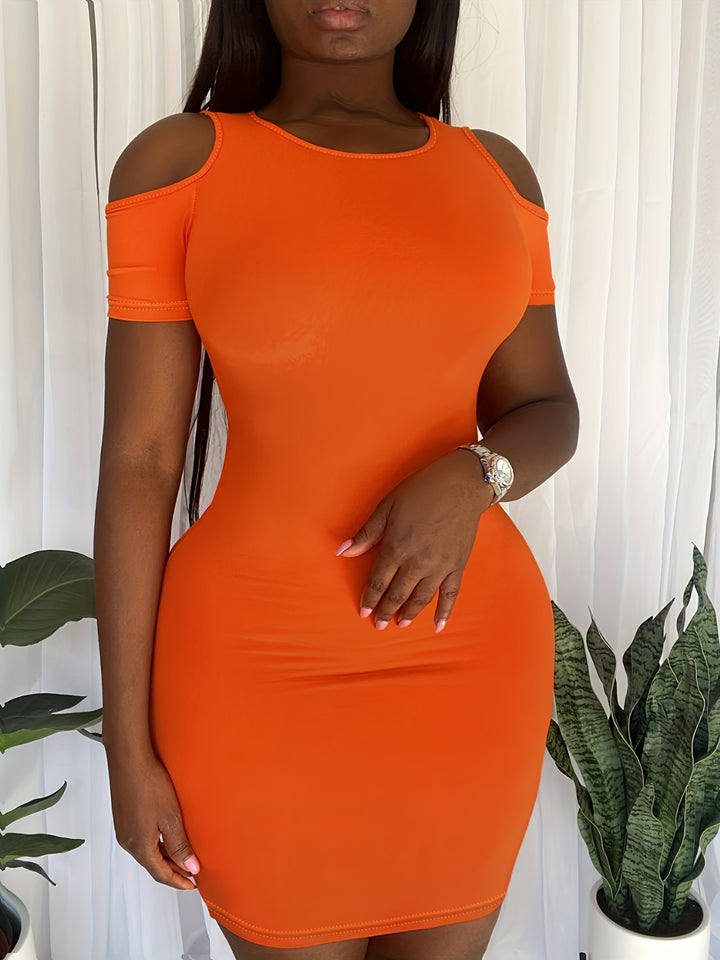 Fashion Sava | Cold Shoulder Mini Dress | Trendy Plus Size Dress - Orange