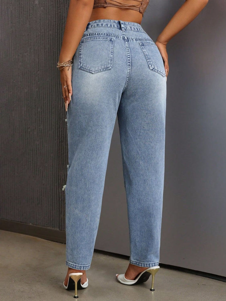 Fashion Sava | Distressed High Rise Jeans | Stylish with Pockets