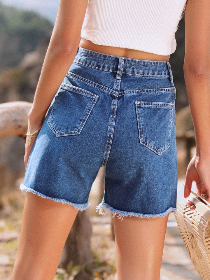 Fashion Sava | Raw Hem Denim Shorts | High Waist Comfort