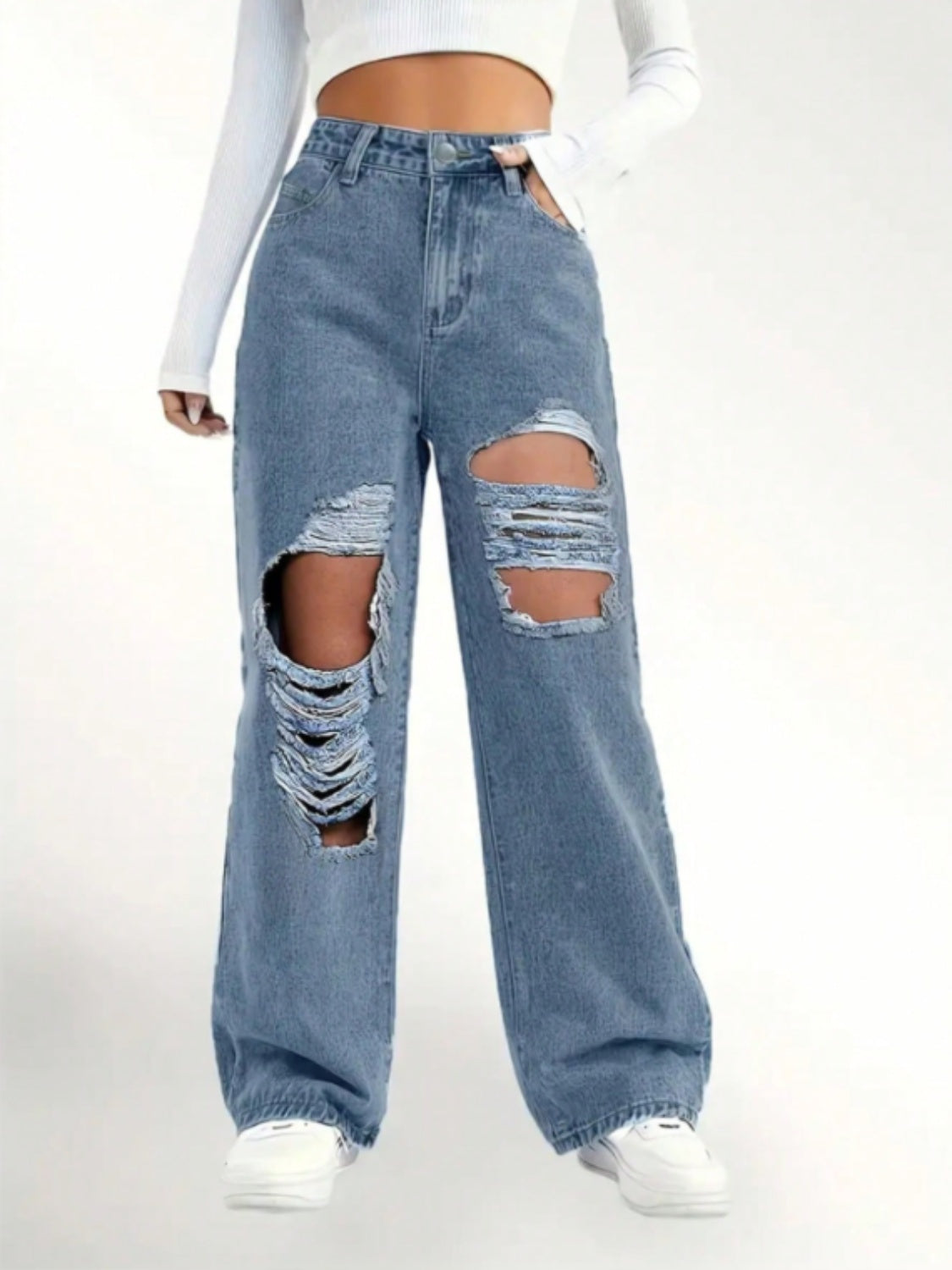 Distressed Wide Leg Jeans