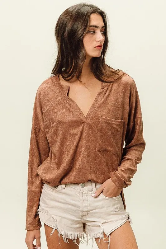 Fashion Sava | V Neck Pocket Top | Stylish & Comfortable