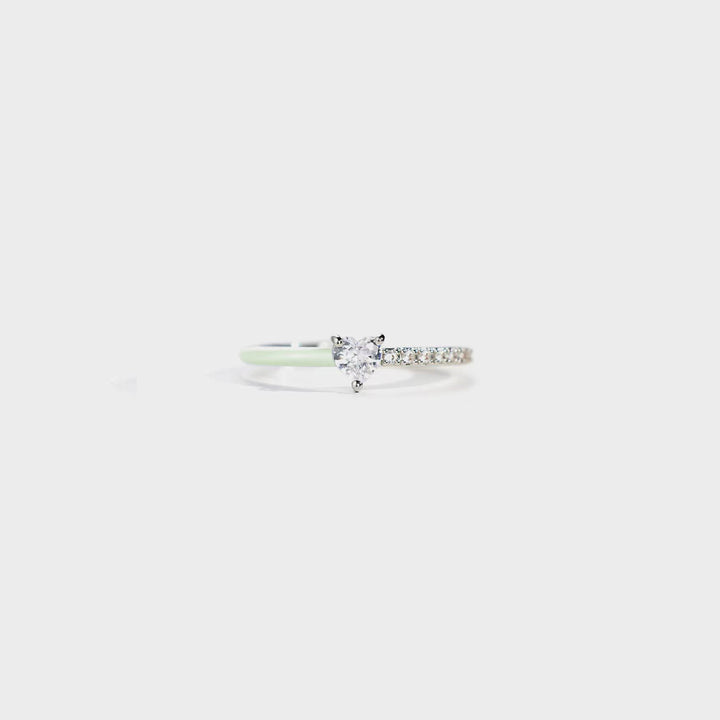 Fashion Sava | Zircon Enamel Ring | Heart Shape Design