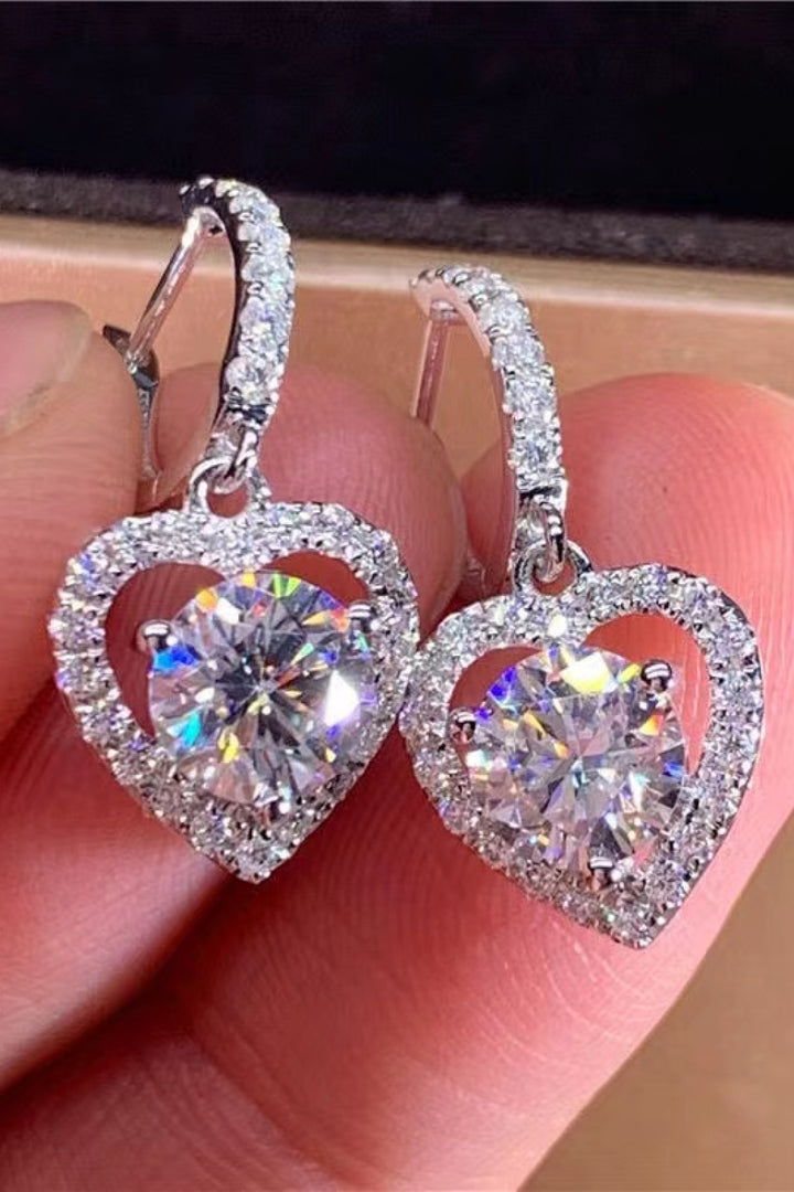 Fashion Sava | Heart Drop Earrings | 2 Carat Moissanite Sparkle