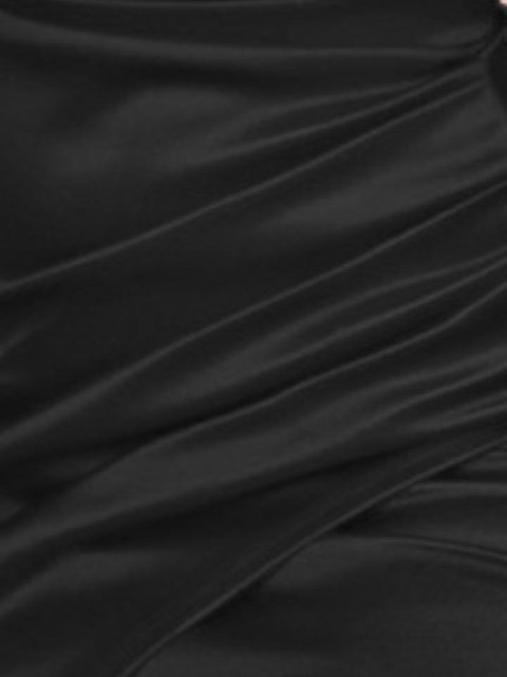 Fashion Sava | Ruched Wrap Dress | Spaghetti Strap Elegance - Black