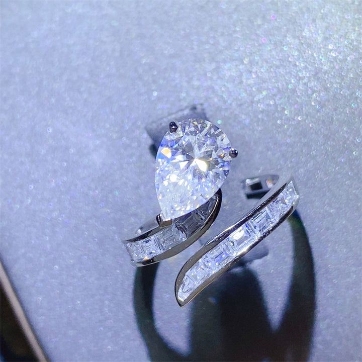 Fashion Sava | Moissanite Zircon Ring | 925 Sterling Silver Bypass