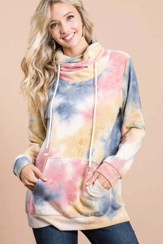 Fashion Sava | Turtle Neck Sweatshirt | Brushed Tie Dye Design