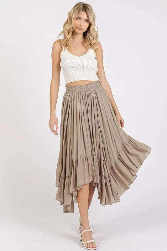 Fashion Sava | Midi Skirt | Handkerchief Hem with Pockets