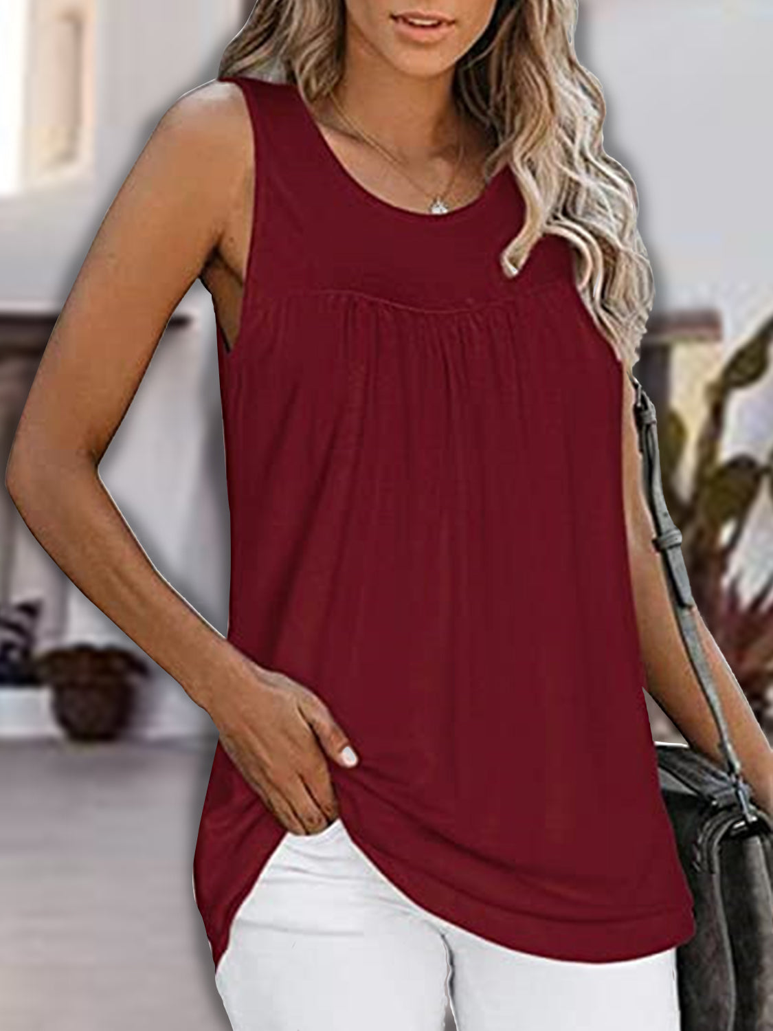 Round Neck Wide Strap Tank