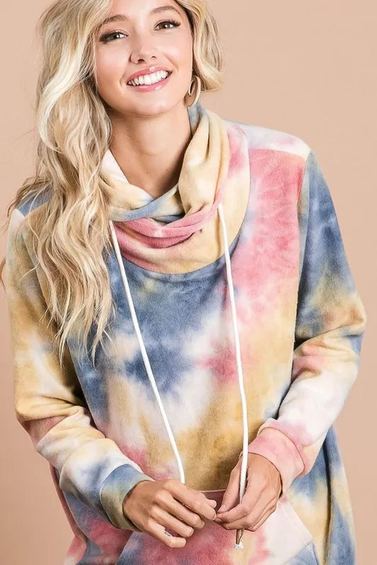 Fashion Sava | Turtle Neck Sweatshirt | Brushed Tie Dye Design