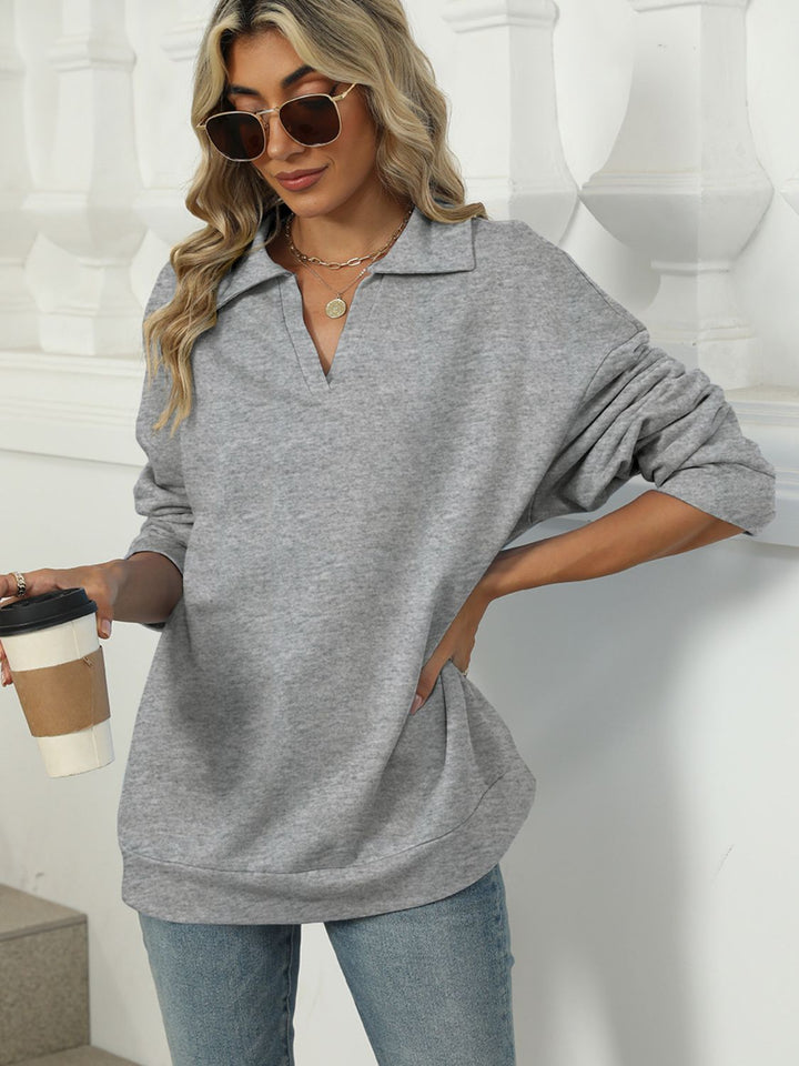 Fashion Sava | Johnny Collar Sweatshirt | Cozy Long Sleeve Style