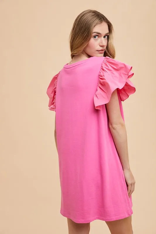 Fashion Sava | Knit Dress | Ruffle Sleeve Relaxed Fit