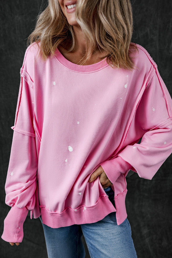 Fashion Sava | Round Neck Sweatshirt | Exposed Seam Design