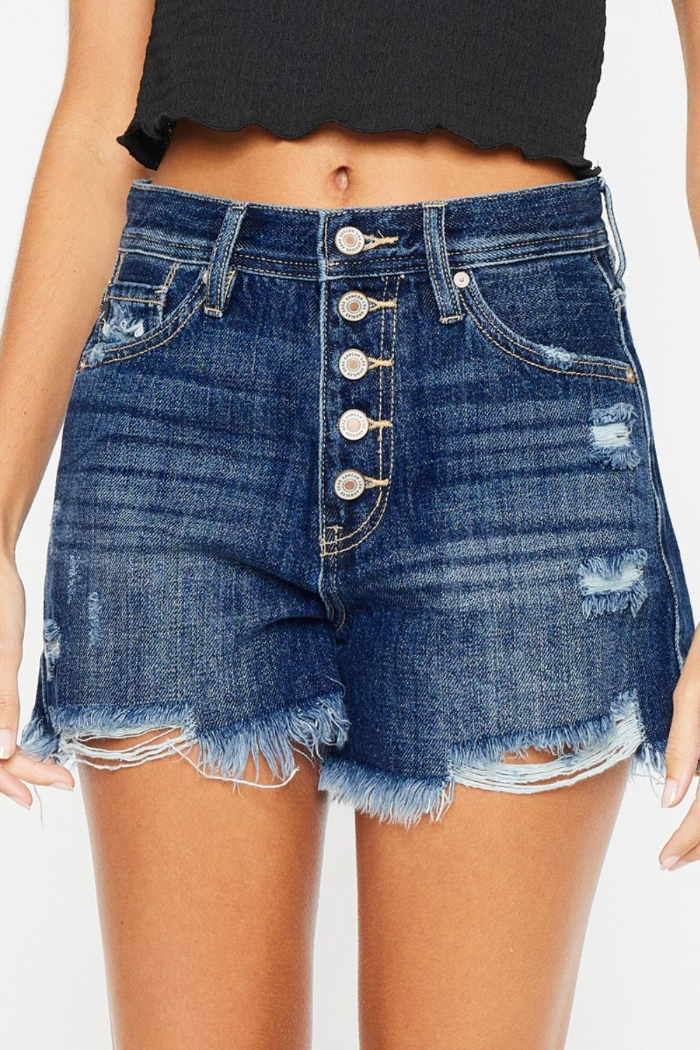 Fashion Sava | Denim Shorts | Raw Hem Button-Fly Design