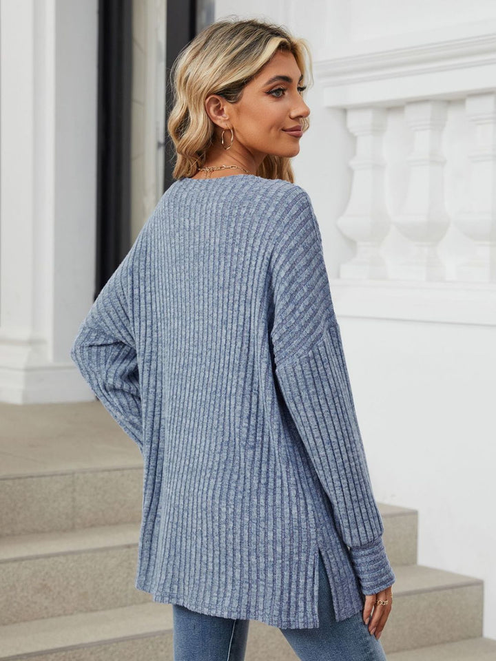 Fashion Sava | Ribbed T-Shirt | Versatile Long Sleeve Style