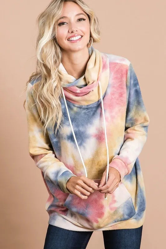 Fashion Sava | Turtle Neck Sweatshirt | Brushed Tie Dye Design