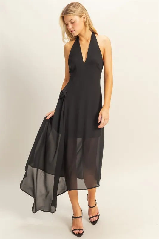 Fashion Sava | Halter Dress | Asymmetrical Hem Design