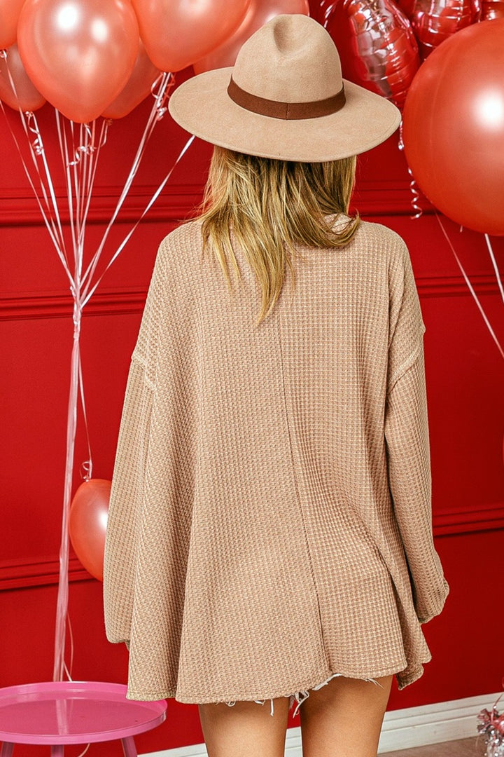 Fashion Sava | V-Neck Waffle Top | Uneven Hem Style