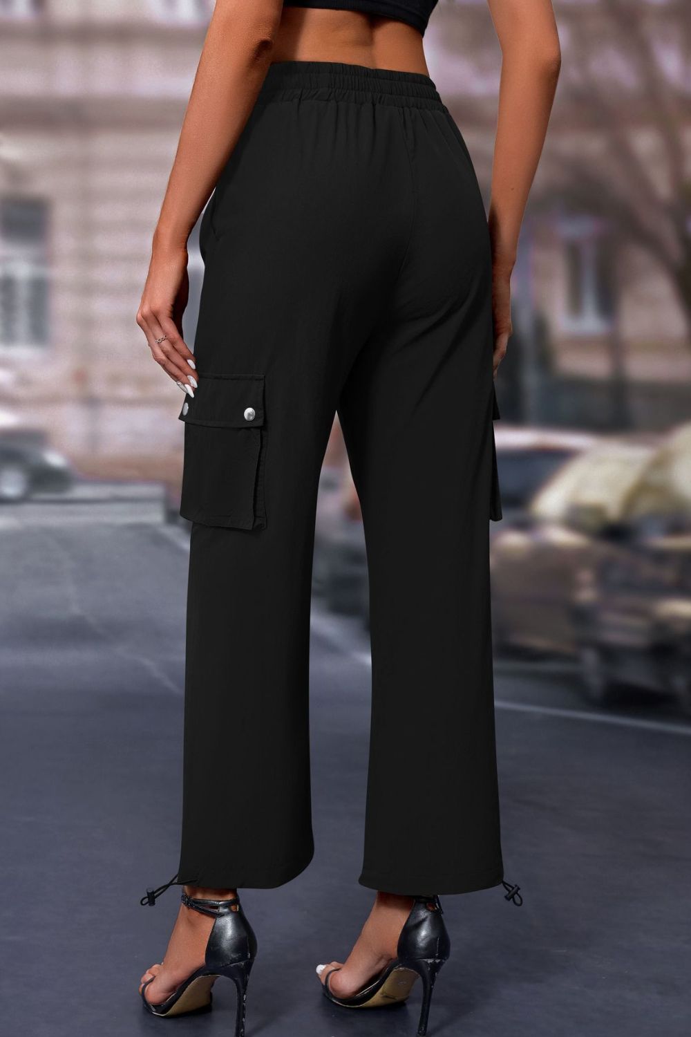 Mandy Elastic Waist Pants with Pockets