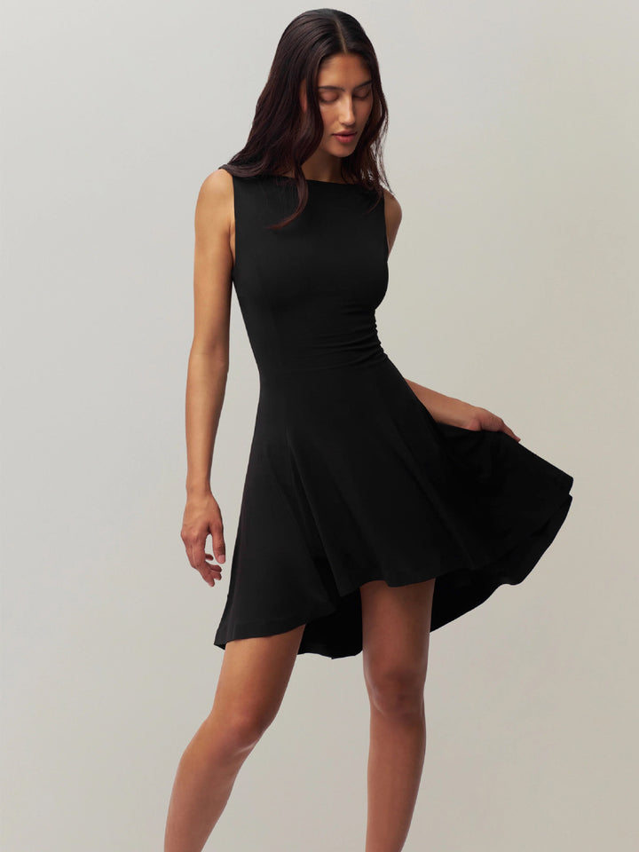 Fashion Sava | High-Low Sleeveless Dress | Elegant Design - Brown
