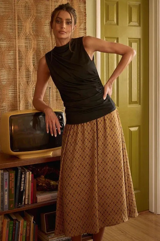 Fashion Sava | Printed Midi Skirt | Elegant Everyday Wear