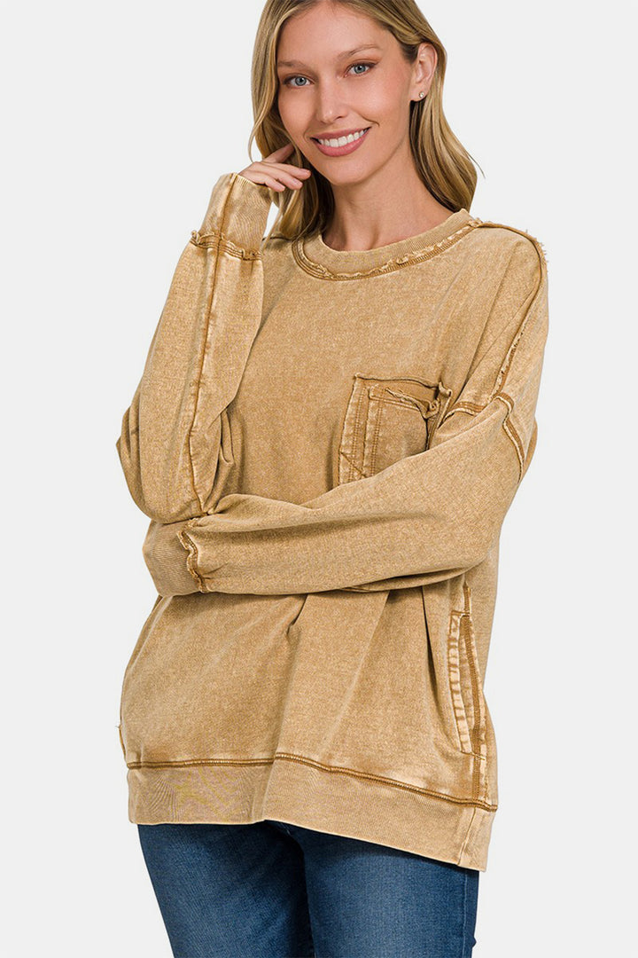 Fashion Sava | Sweatshirt | Exposed Seam Round Neck Style