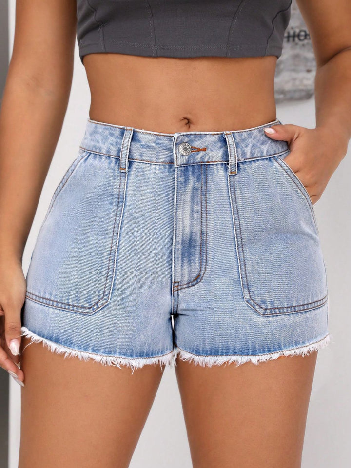 Fashion Sava | Raw Hem Denim Shorts | Casual Chic Style