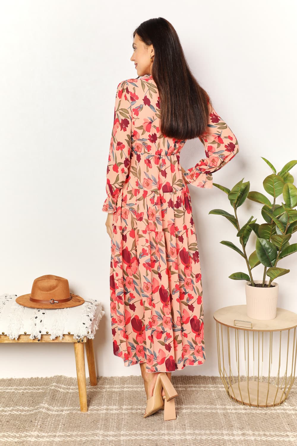 Fashion Sava | Floral Frill Maxi Dress | Elegant Occasion Wear - Floral
