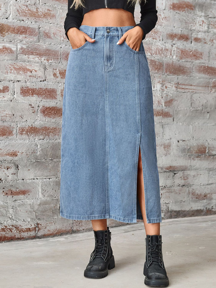 Fashion Sava | Denim Skirt | Slit High Waist with Pockets