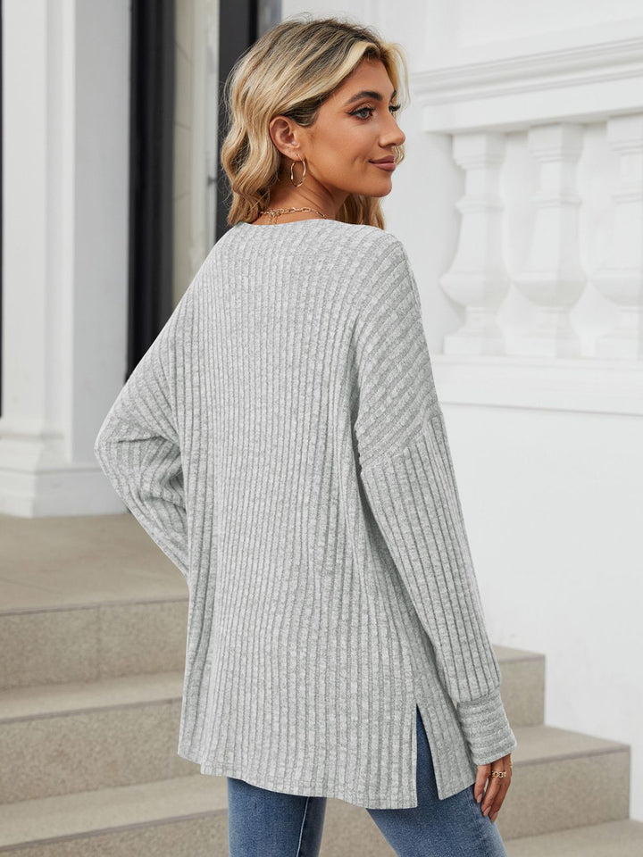 Fashion Sava | Ribbed T-Shirt | Versatile Long Sleeve Style