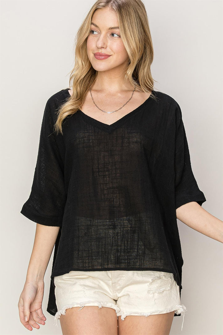 Fashion Sava | V-Neck High-Low T-Shirt | Casual Chic Style