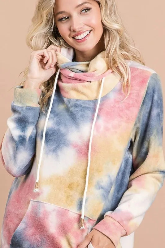 Fashion Sava | Turtle Neck Sweatshirt | Brushed Tie Dye Design