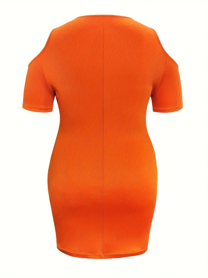 Fashion Sava | Cold Shoulder Mini Dress | Trendy Plus Size Dress - Orange
