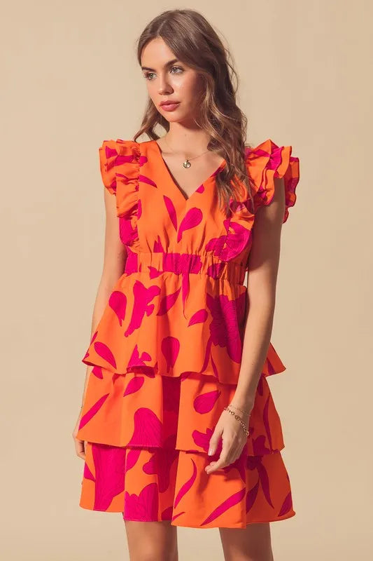 Fashion Sava | Floral V Neck Dress | Elasticized Waist Design