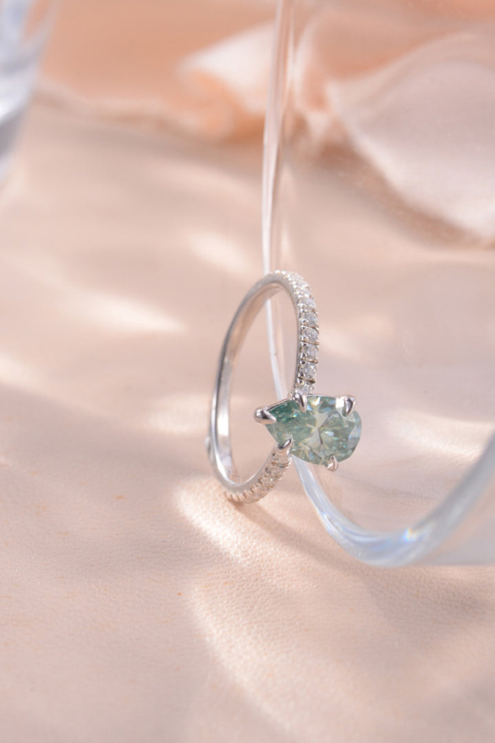 Fashion Sava | Moissanite Silver Ring | Elegant Teardrop Design
