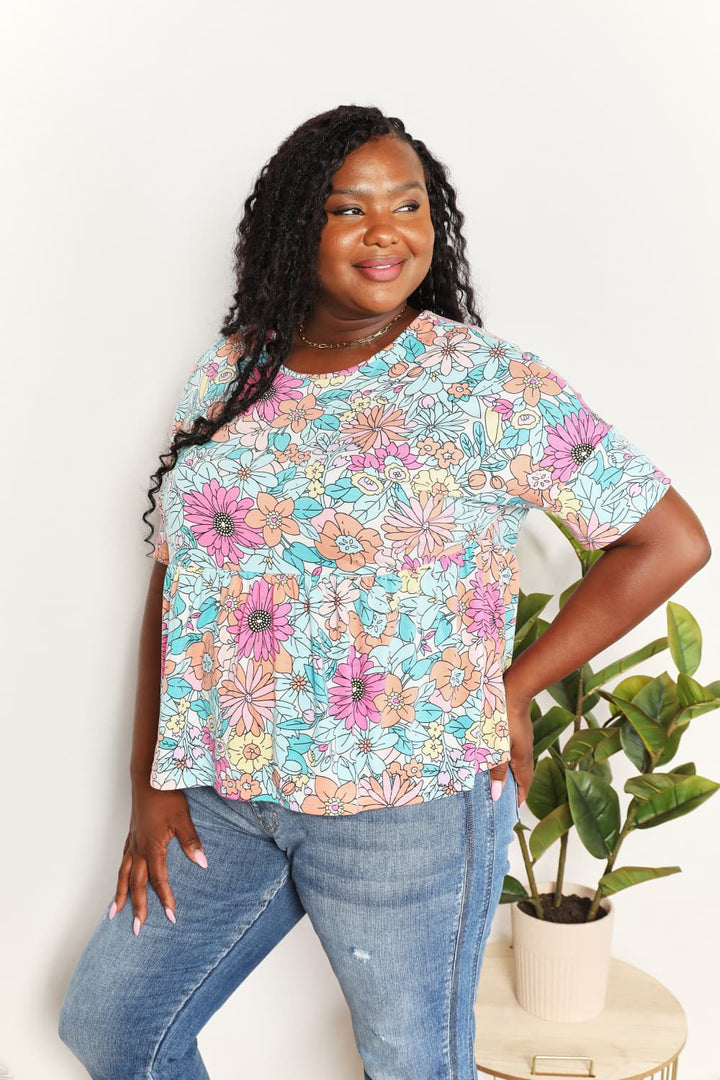 Fashion Sava | Babydoll Top | Floral Round Neck Design