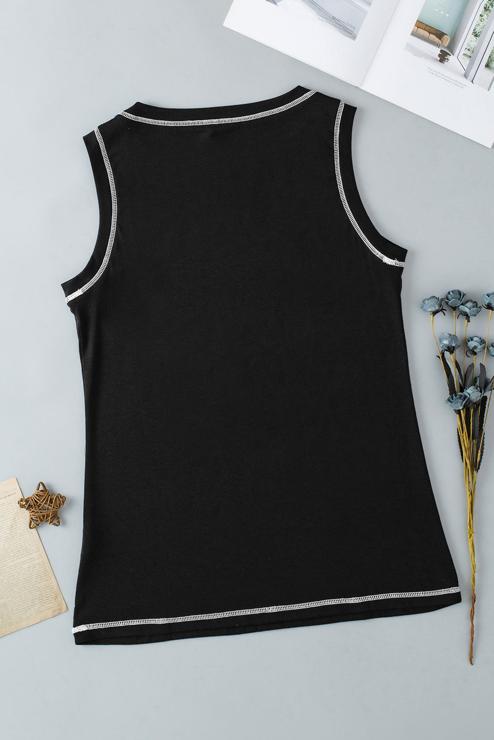 Fashion Sava | Smile Face Tank | Rhinestone Embellished
