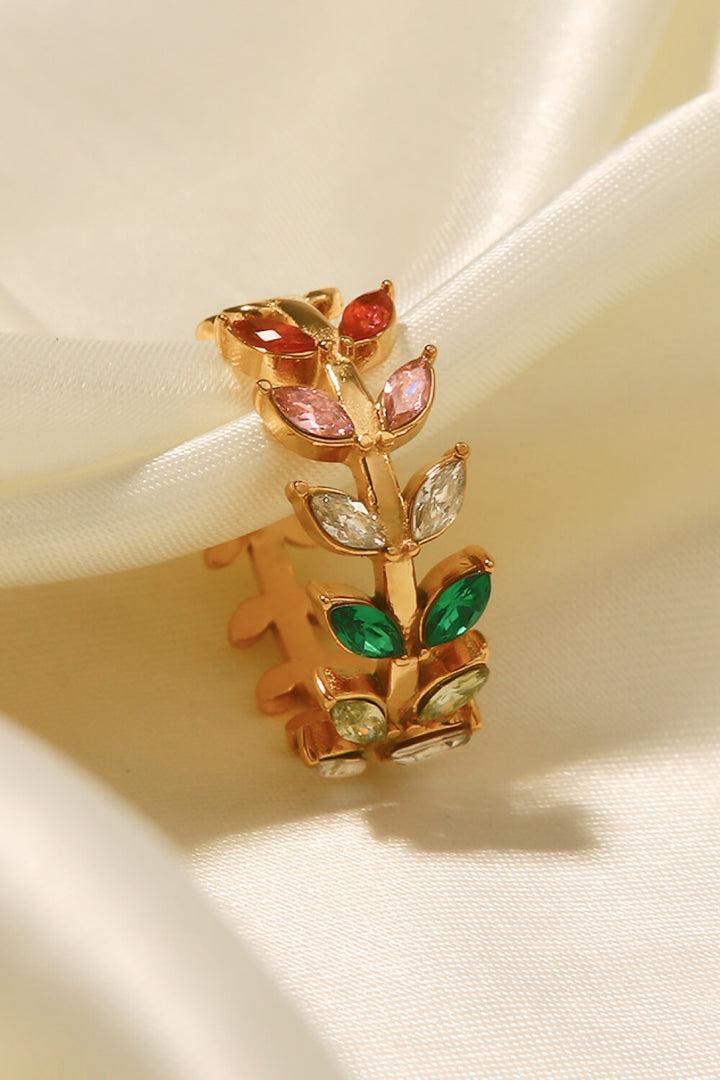Fashion Sava | Leaf Open Ring | 18K Gold-Plated Elegance