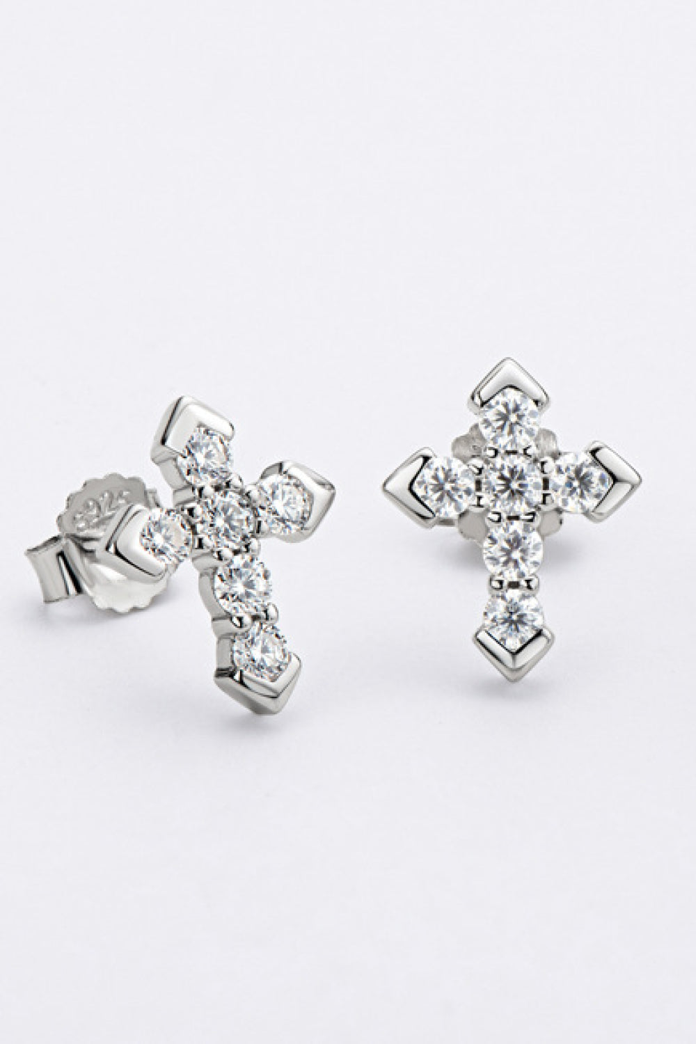 Fashion Sava | Moissanite Cross Stud Earrings | Elegant Sparkle