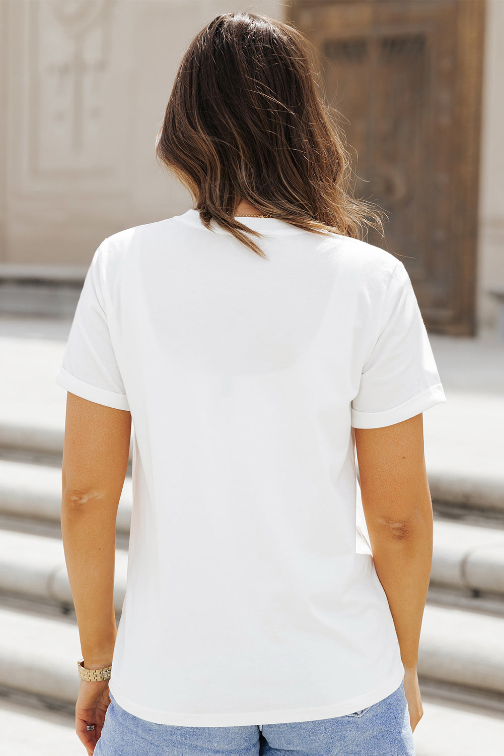 Camiseta de fútbol con lentejuelas, cuello redondo y manga corta