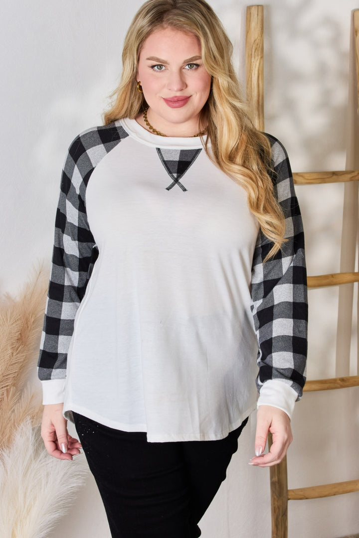 Fashion Sava | Plaid Raglan Blouse | Casual Chic Style