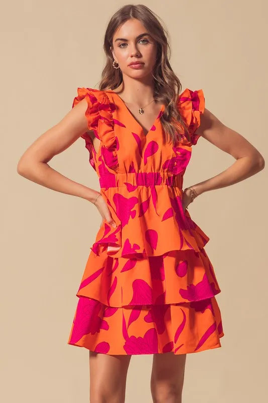 Fashion Sava | Floral V Neck Dress | Elasticized Waist Design