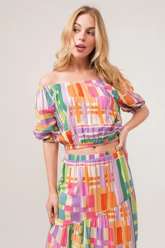 Fashion Sava | Asymmetric Maxi Skirt | Geo Printed Tiered Design