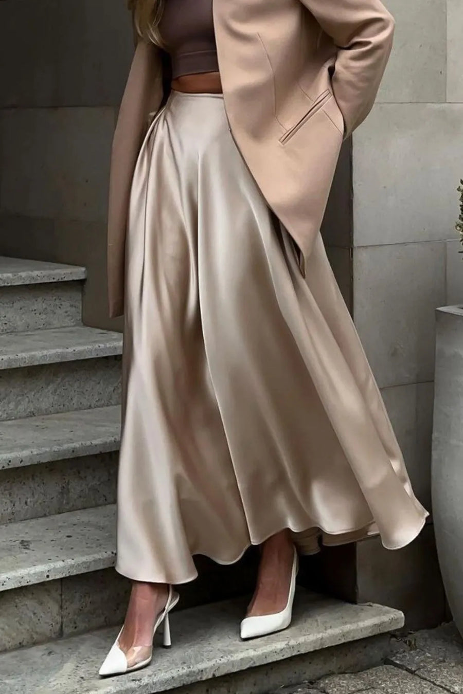 Fashion Sava | Satin Minx Skirt | Back Elastic Waist