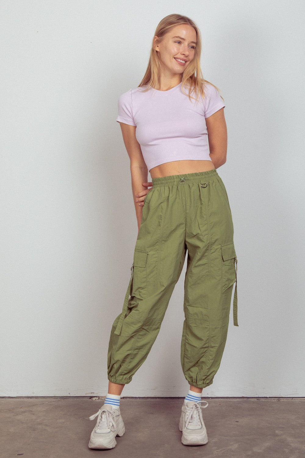 Fashion Sava | Woven Cargo Pants | Elastic Waist Comfort