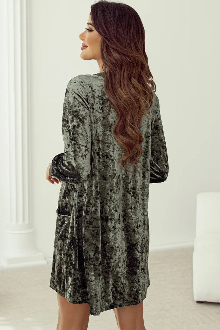 Fashion Sava | Velvet Notched Mini Dress | Elegant Eveningwear - Army Green