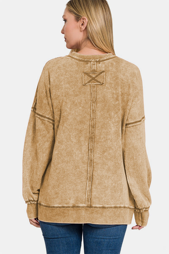 Fashion Sava | Sweatshirt | Exposed Seam Round Neck Style